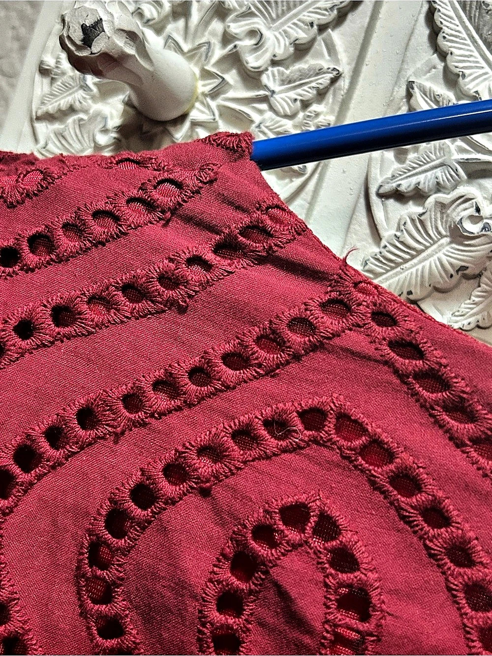 Roolee Roolee Mom Red Eyelet Ruffle Dress, Red, Medium - Picture 11 of 12